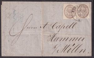 Lot 201, Lubeck 1866 folded letter to Hammer, sold for C$351