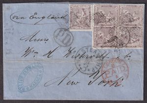 Lot 413, Spain 1873 folded letter from Málaga to New York, sold for C$210