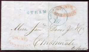 Lot 466, USA folded letter by Steamer from New Orleans to Cincinnati, sold for C$497