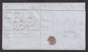 Lot 466, USA folded letter by Steamer from New Orleans to Cincinnati, sold for C$497