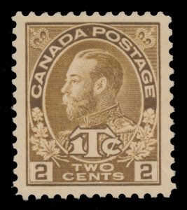 Lot 291, Canada 1916 2c+1c brown Admiral War Tax, Die I, VF NH