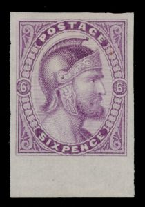 Lot 31, Canada  1880 six pence dark violet "Viking's Head" engraved plate essay