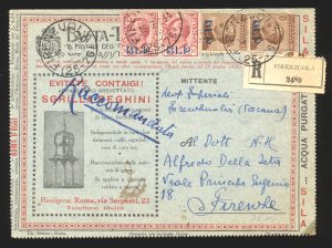 Lot 828, Italy 1923 BLP overprints on registered advertising cover to Firenze